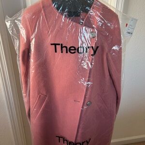 NEW Theory Asymmetrical Wool Melton Coat Size P in Blossom Melange